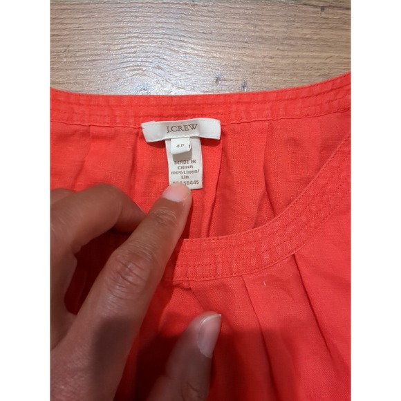 J Crew Womens Sz M/4P 3/4 Sleeve 100% Linen Top Shirt - Picture 3 of 10